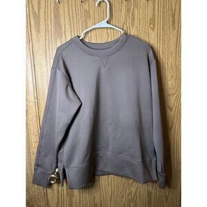 Zella Women's Sweatshirt Long Sleeve Pullover Taupe Size M Athleisure